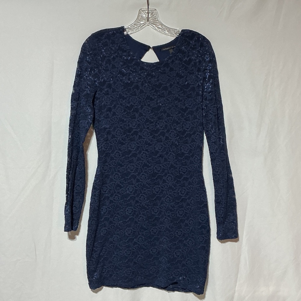 Victoria's Secret Long Sleeve Form Fitting Lace Dress Cutout Open Back Sz M